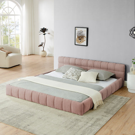 Grounded King Platform Bed with Upholstered Headboard