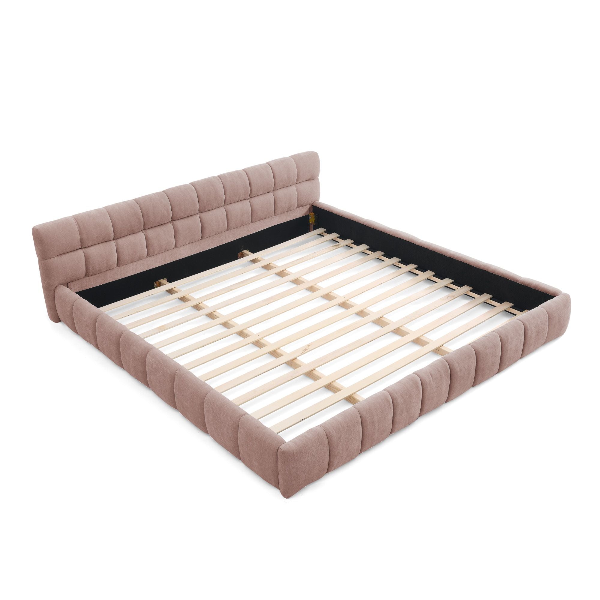 Grounded King Platform Bed with Upholstered Headboard