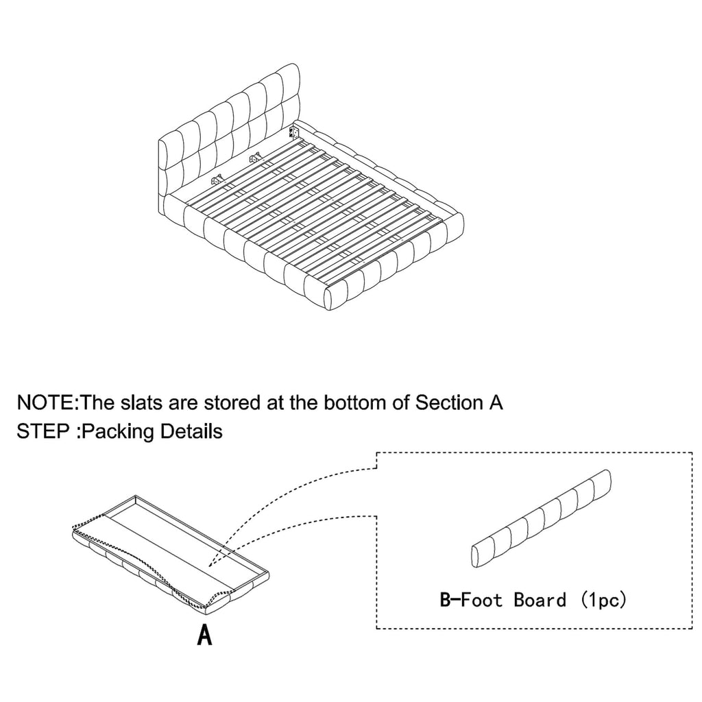 Grounded King Platform Bed with Upholstered Headboard