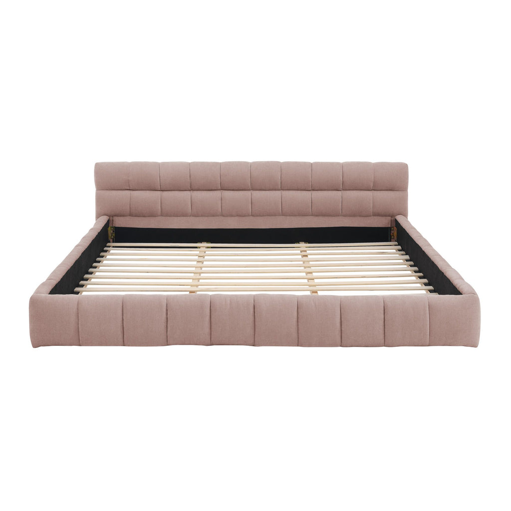 Grounded King Platform Bed with Upholstered Headboard