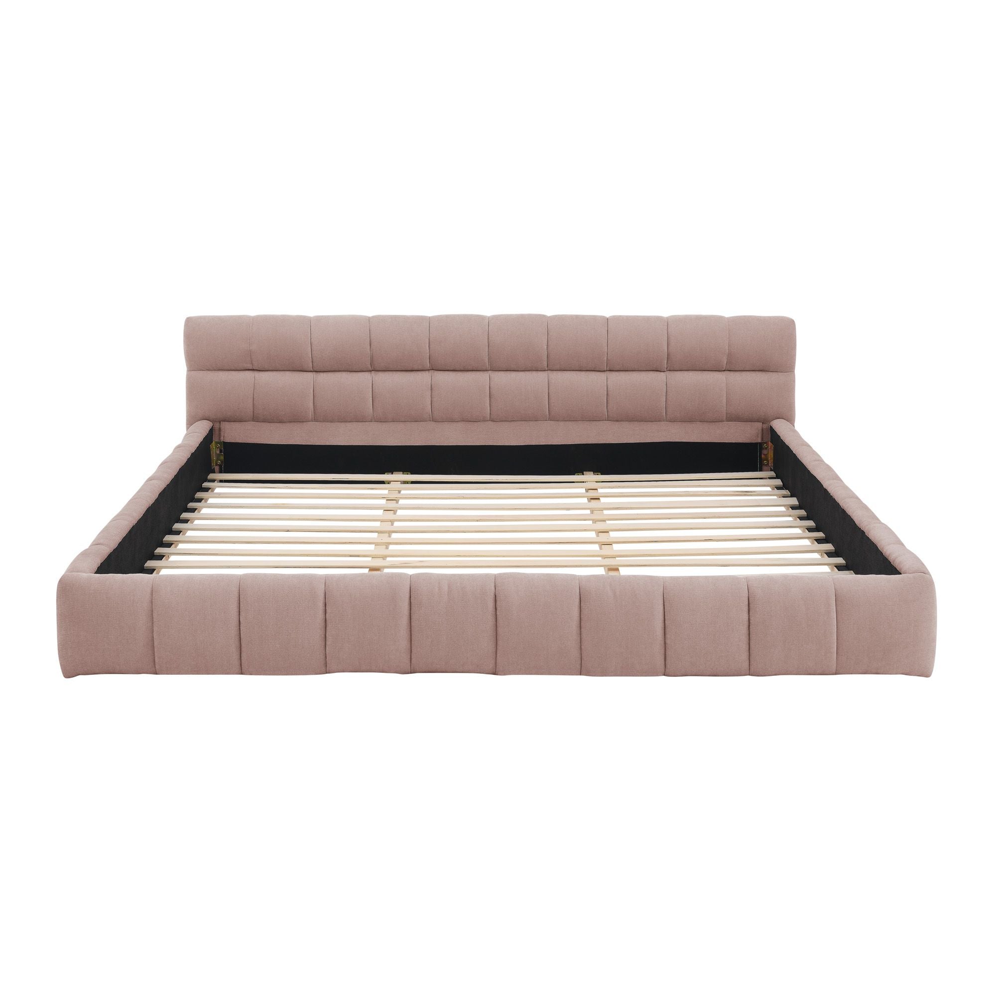 Grounded King Platform Bed with Upholstered Headboard