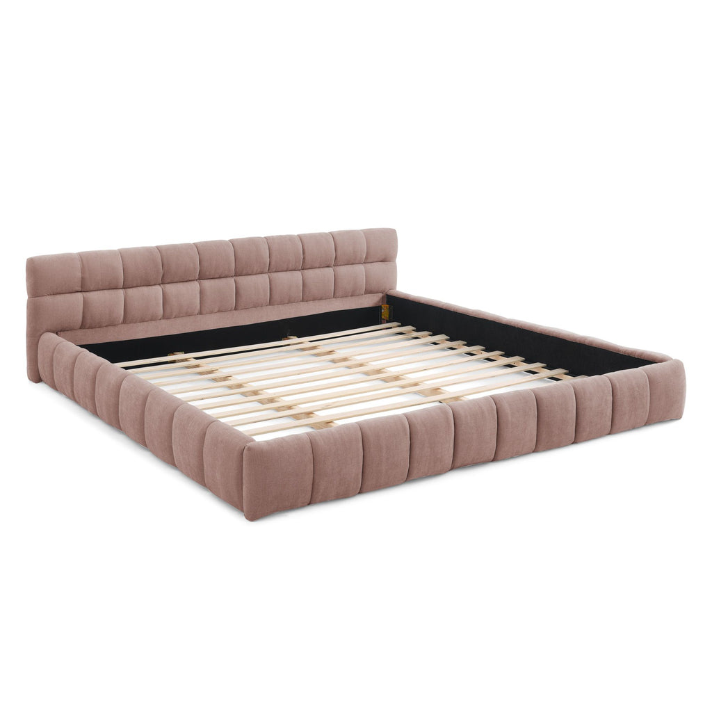 Grounded King Platform Bed with Upholstered Headboard