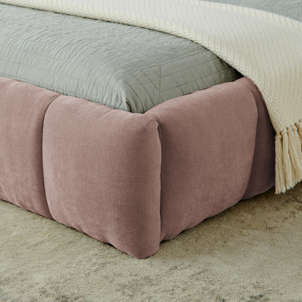 Grounded King Platform Bed with Upholstered Headboard