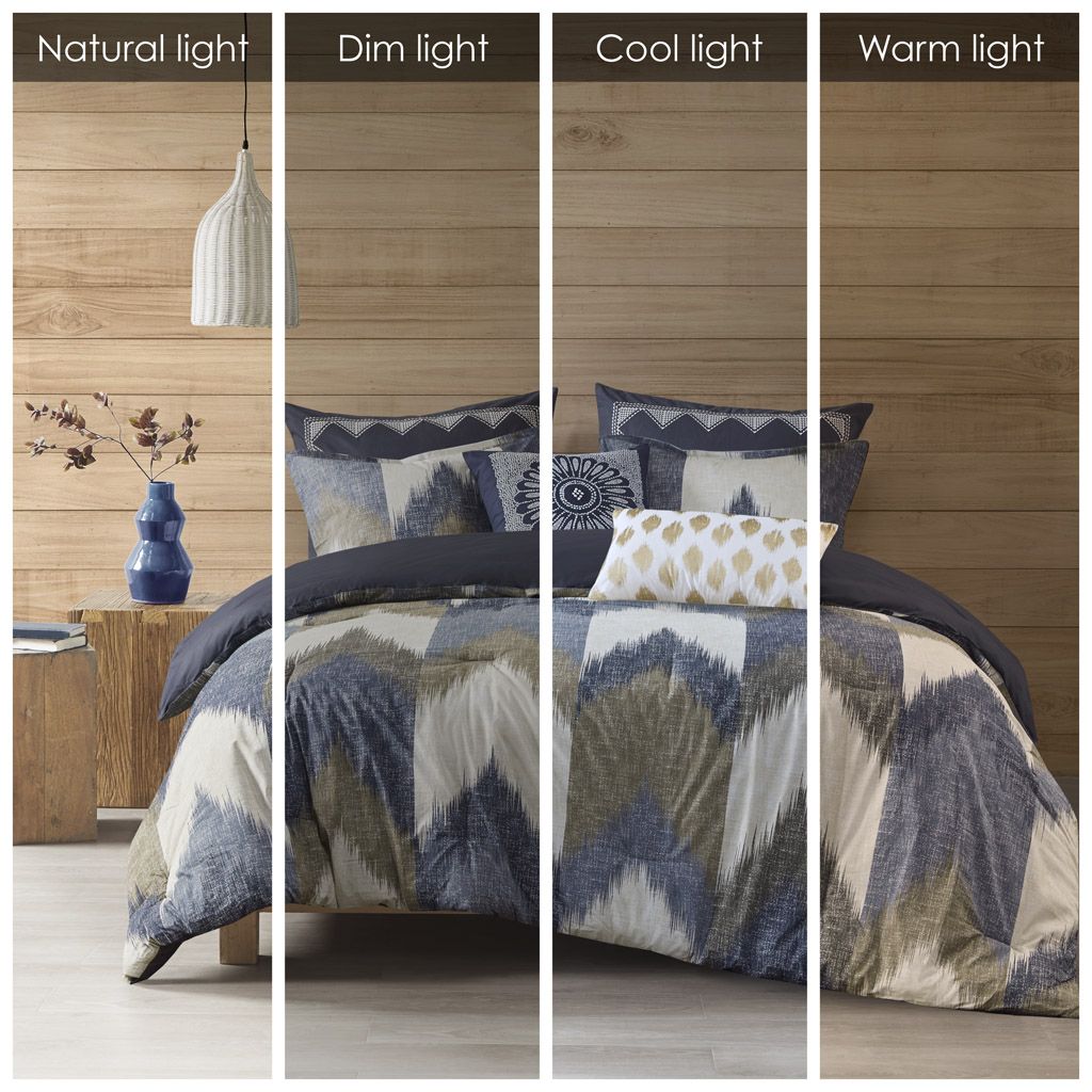 King/Cal King 3-Piece Comforter Mini Set with Ikat Print