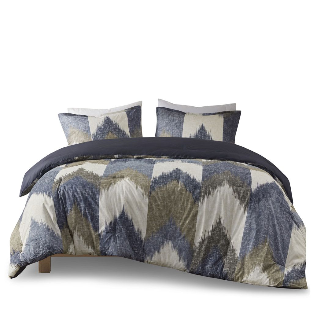 King/Cal King 3-Piece Comforter Mini Set with Ikat Print