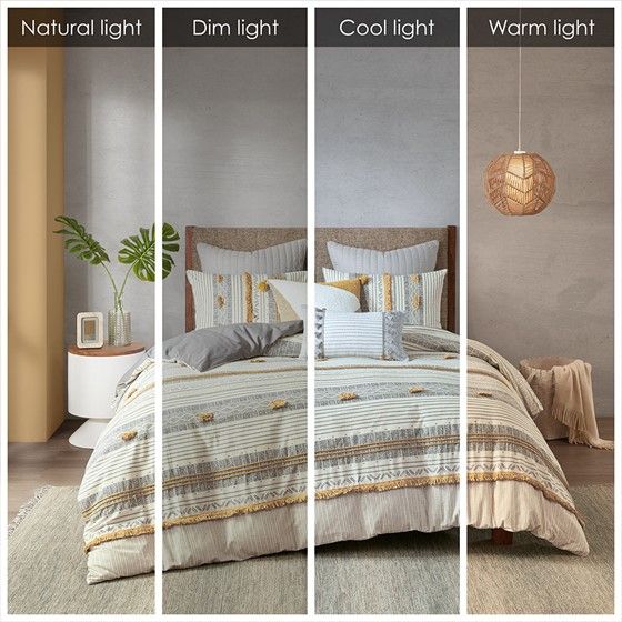 Grey and Yellow Striped Duvet Cover Set
