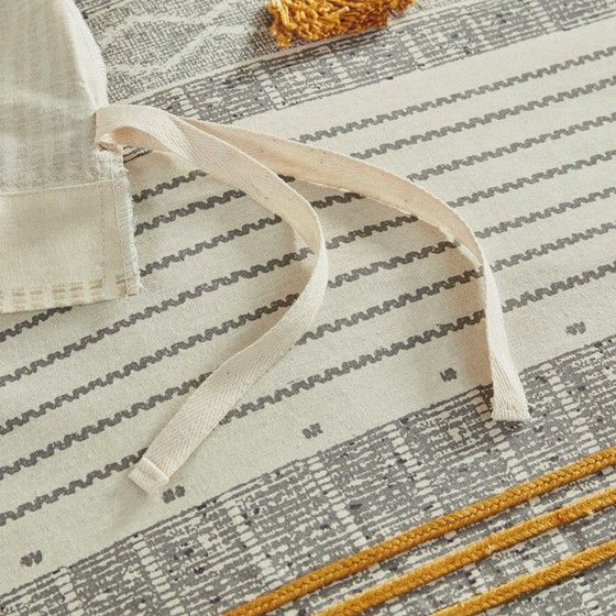 Grey and Yellow Striped Duvet Cover Set