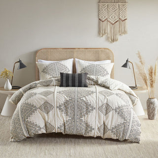 King/Cal King 4 Piece Printed Duvet Cover Set with Throw Pillow