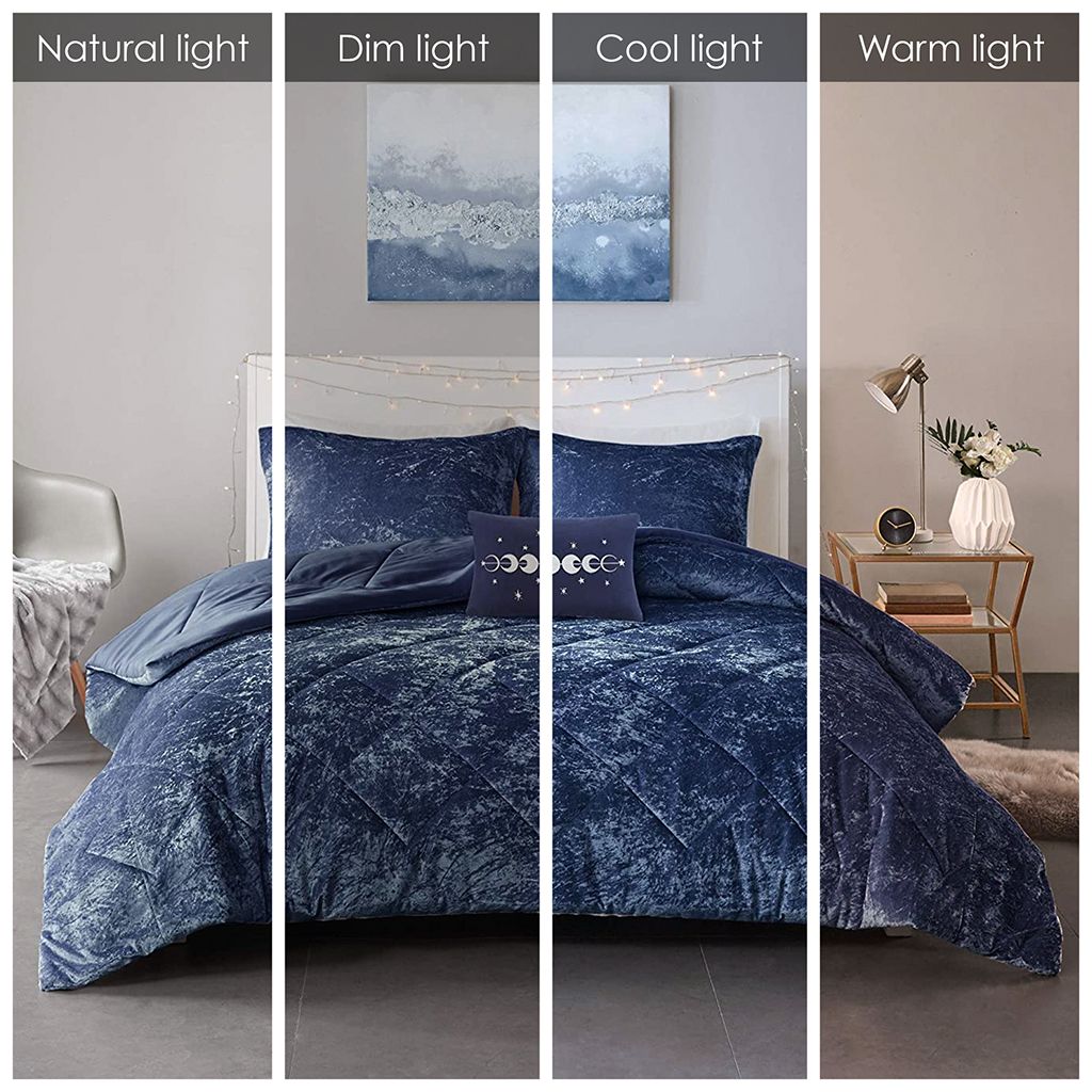 Navy Diamond-Quilted Comforter Set with Accent Pillow