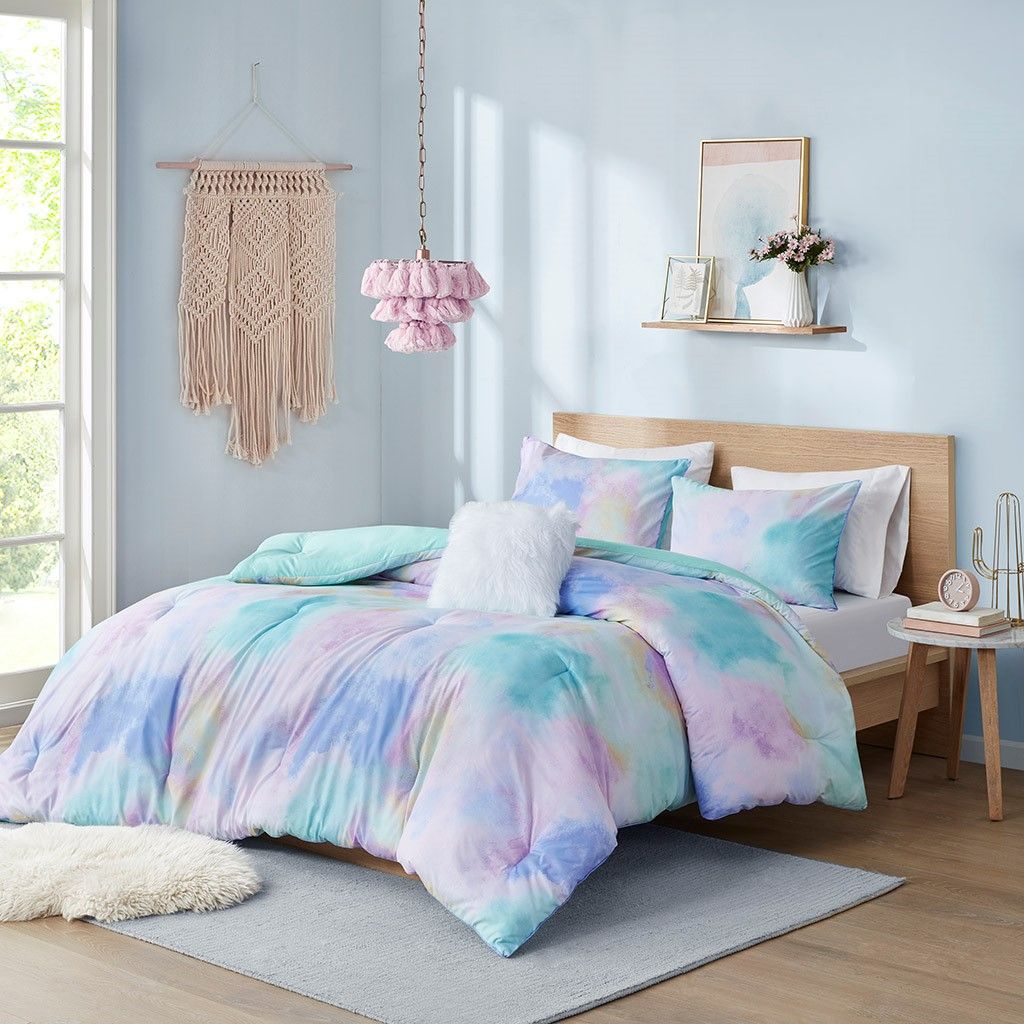 Watercolor Tie-Dye Comforter Set with Accent Pillow