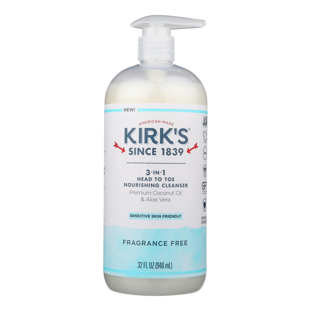 Kirk's Natural Fragrance-Free 3-in-1 Cleanser
