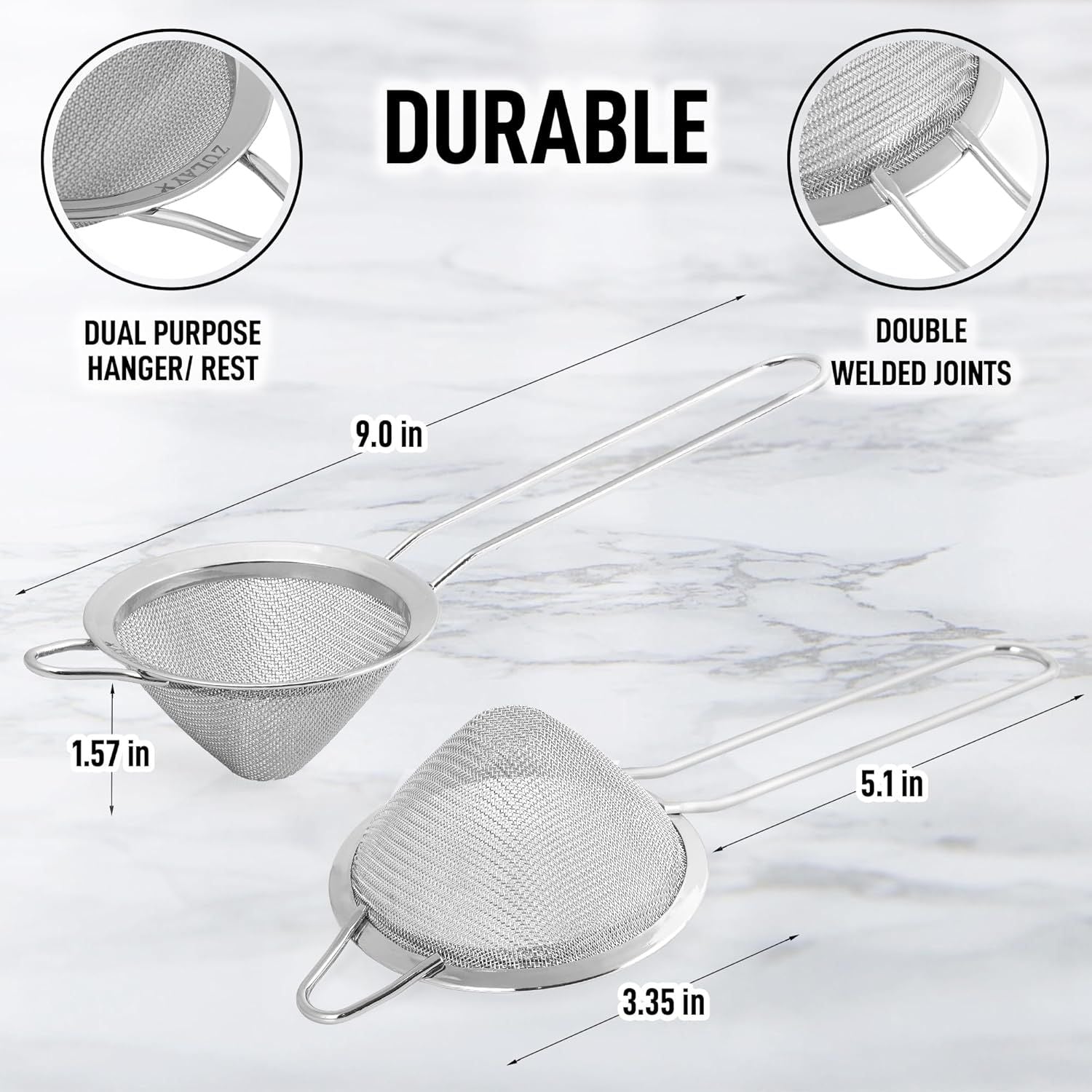 Fine-Mesh Kitchen Strainer for Foods, Tea, and Oil