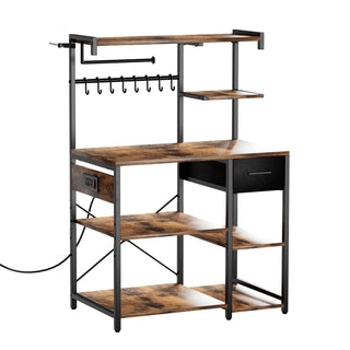 Kitchen Bakers Rack with Built-In Power Strip and Triple Stability