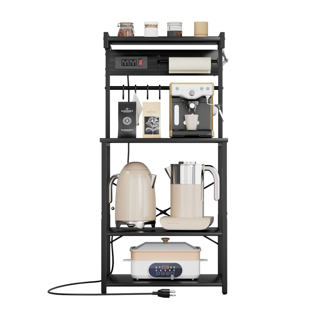 Kitchen Baker’s Rack with Adjustable Shelves and Power Access
