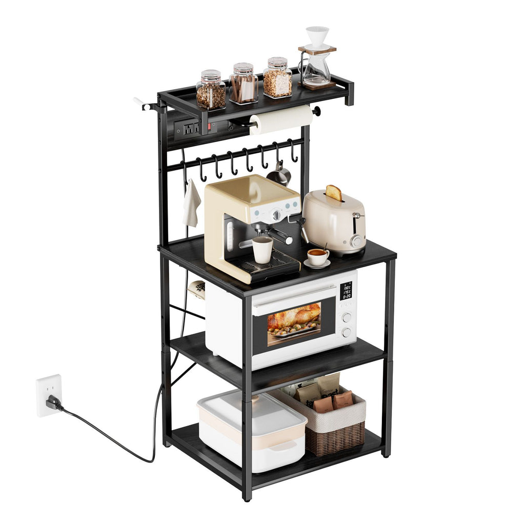 Kitchen Baker’s Rack with Adjustable Shelves and Power Access