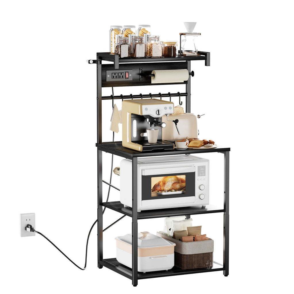 Kitchen Baker’s Rack with Adjustable Shelves and Power Access