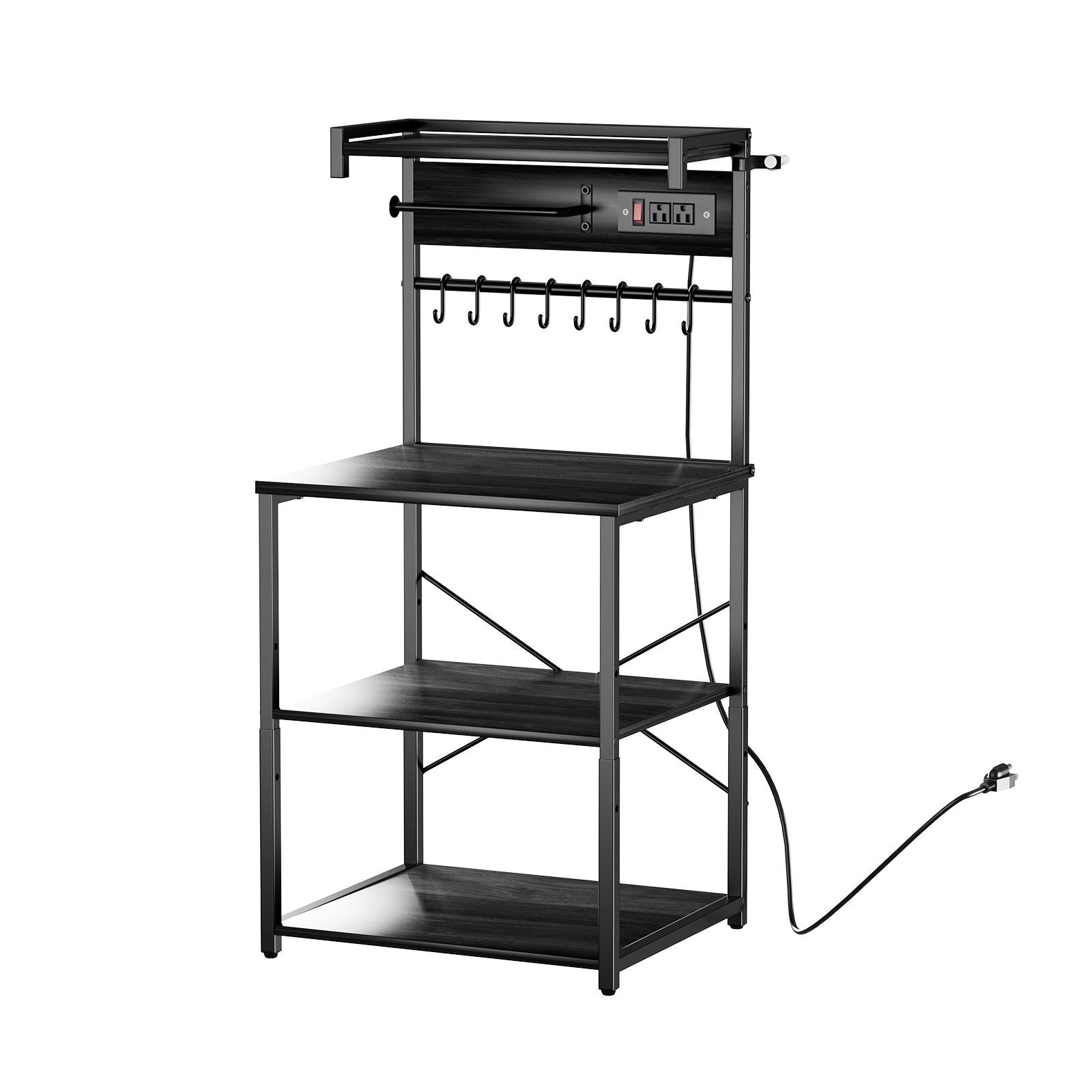 Kitchen Baker’s Rack with Adjustable Shelves and Power Access