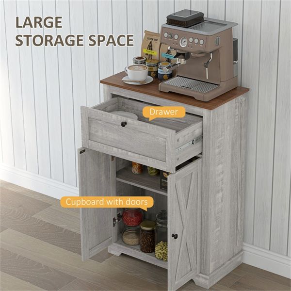 Kitchen Storage Cabinet with Drawer and Adjustable Shelf