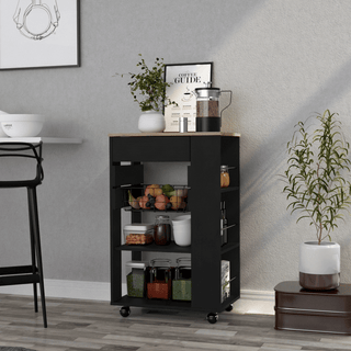 Kitchen Cart with Drawer and Shelves for Organized Storage