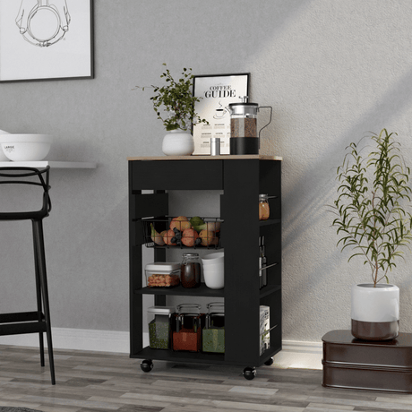 Kitchen Cart with Drawer and Shelves for Organized Storage