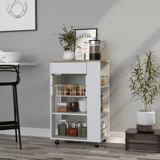Kitchen Cart with Storage Drawer and Shelves