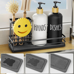Complete Kitchen Soap Dispenser Set with Quick Drain Tray and Sponge Holder