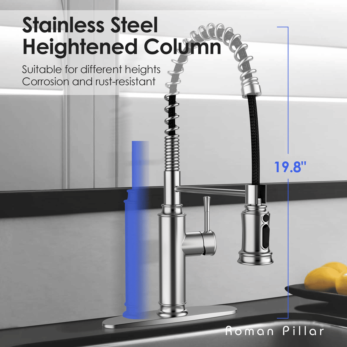 Spring-Style Kitchen Faucet with Pull-Down Sprayer and Three Modes