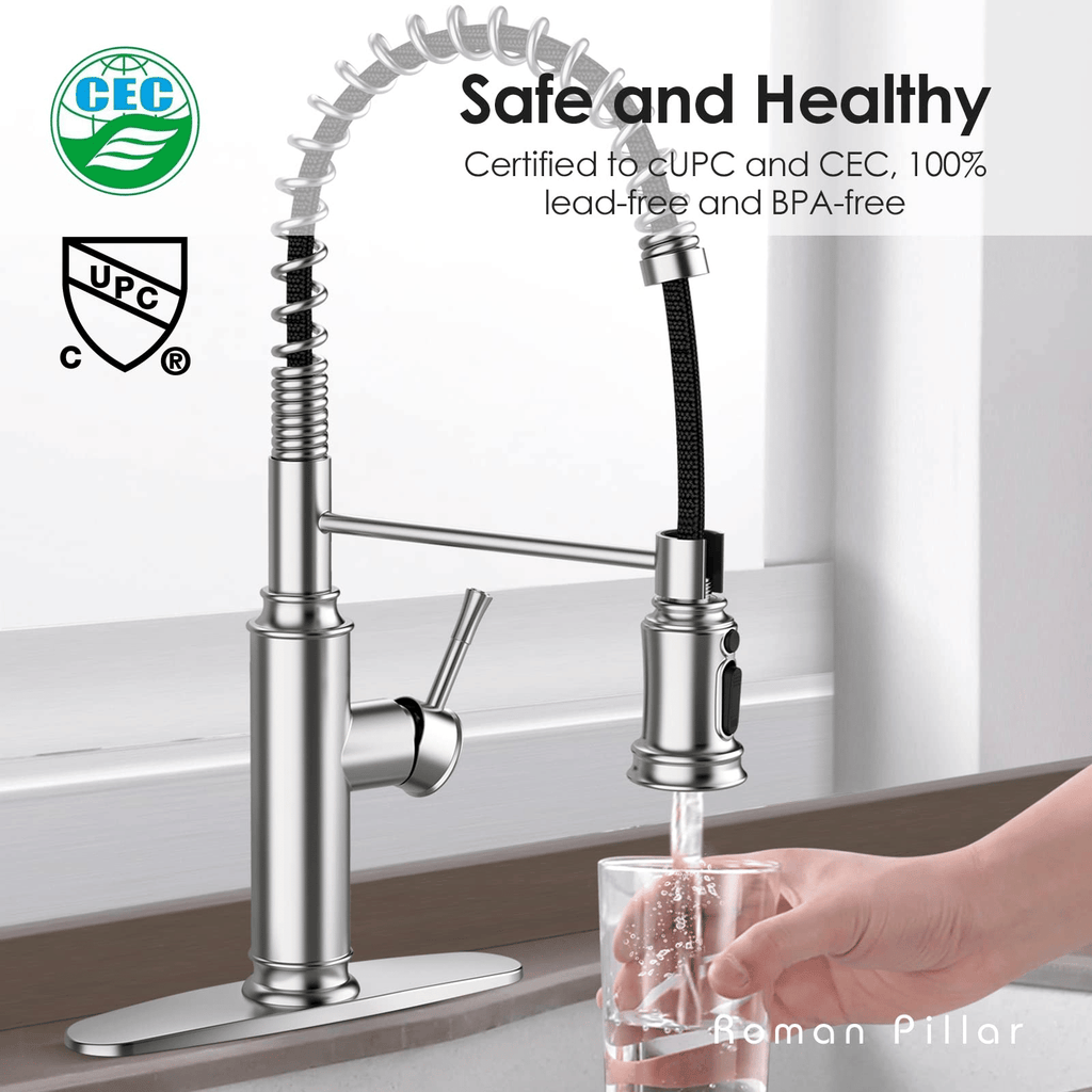 Spring-Style Kitchen Faucet with Pull-Down Sprayer and Three Modes