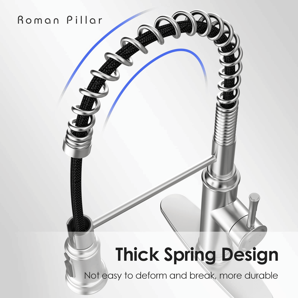 Spring-Style Kitchen Faucet with Pull-Down Sprayer and Three Modes
