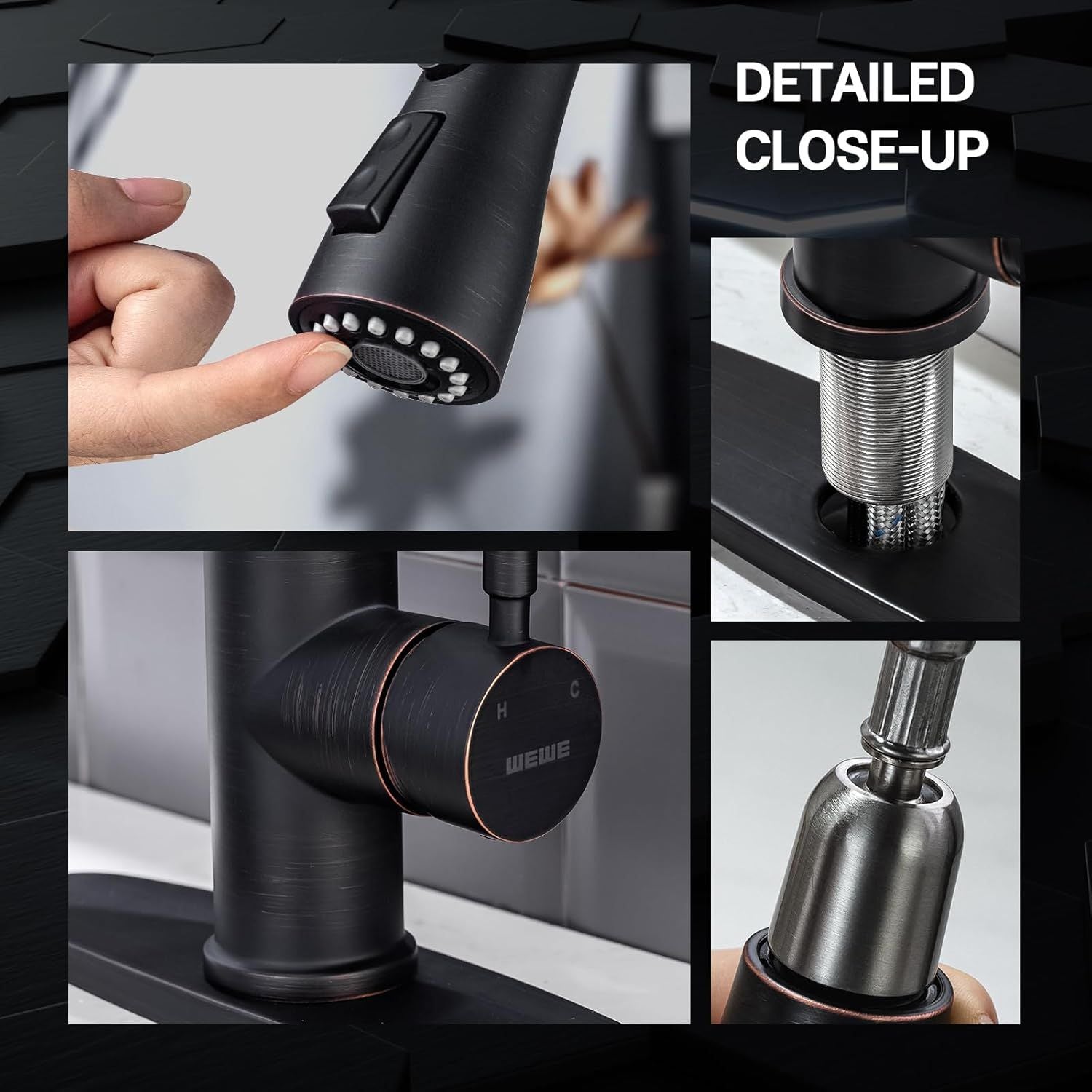 Farmhouse Kitchen Faucet with Pull Down Sprayer - Oil Rubbed Bronze