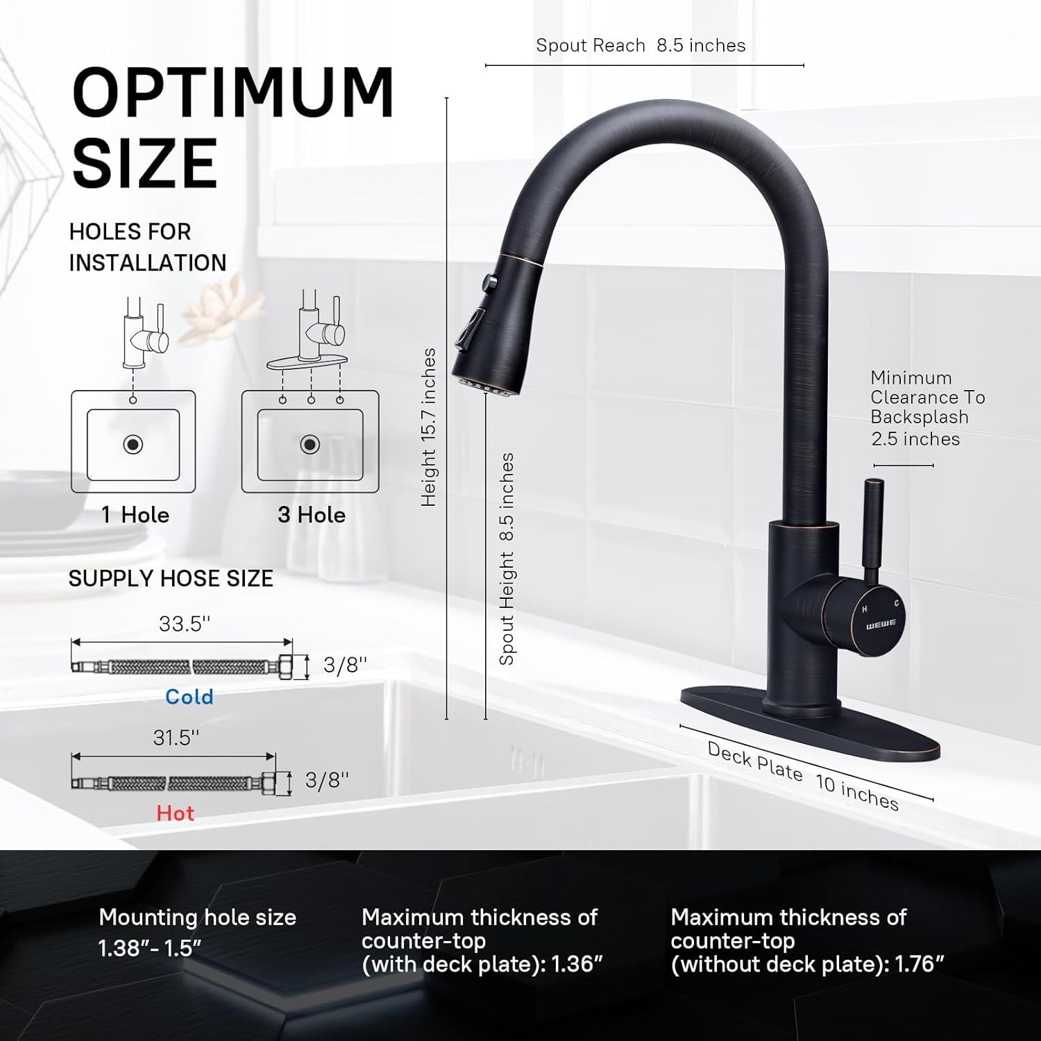 Farmhouse Kitchen Faucet with Pull Down Sprayer - Oil Rubbed Bronze