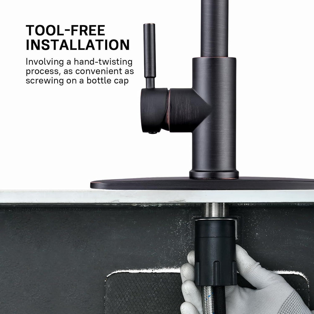 Farmhouse Kitchen Faucet with Pull Down Sprayer - Oil Rubbed Bronze
