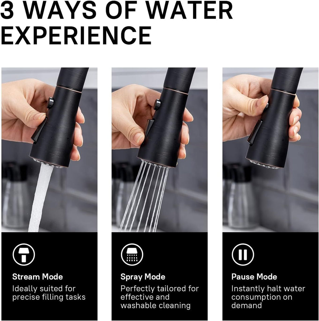Farmhouse Kitchen Faucet with Pull Down Sprayer - Oil Rubbed Bronze
