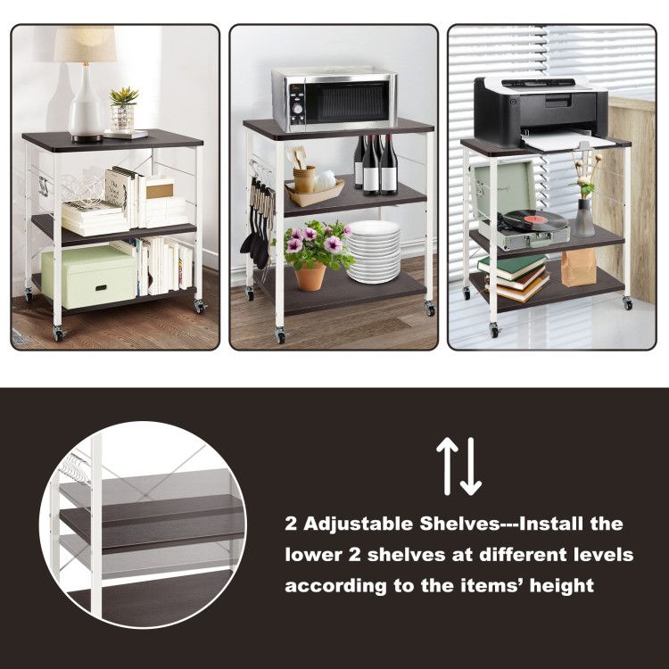 Three-Tier Kitchen Baker's Rack with Utility Hooks