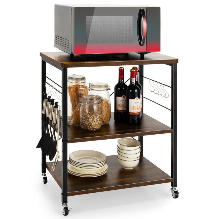 Three-Tier Kitchen Baker's Rack with Utility Hooks