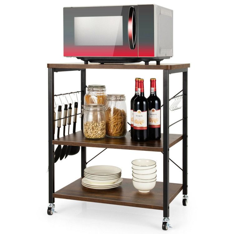 Three-Tier Kitchen Baker's Rack with Utility Hooks
