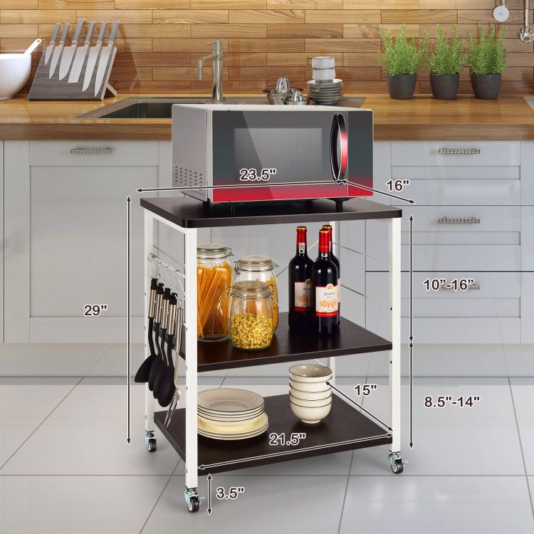 Three-Tier Kitchen Baker's Rack with Utility Hooks