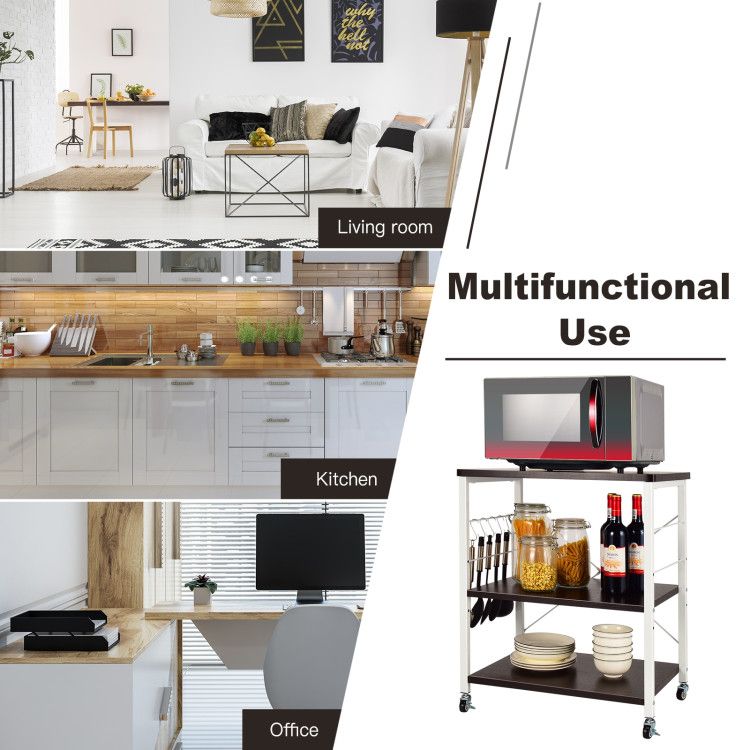 Three-Tier Kitchen Baker's Rack with Utility Hooks