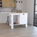 White and Macadamia Kitchen Island with Cabinet Storage