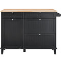 50- Kitchen Island Cart with Trash Cabinet and Drop Leaf