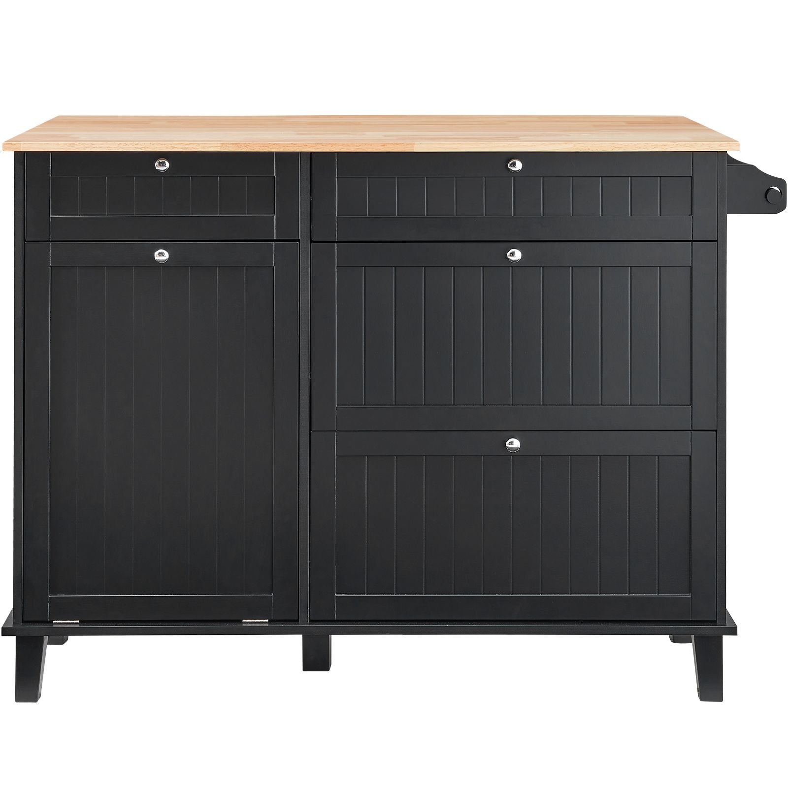 50- Kitchen Island Cart with Trash Cabinet and Drop Leaf