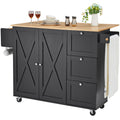 56- Kitchen Island Cart with Solid Wood Top, Drop Leaf, and Spice Rack