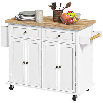 Space-Saving Kitchen Island Cart with Storage Drawers and Adjustable Shelves