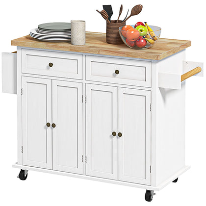 Space-Saving Kitchen Island Cart with Storage Drawers and Adjustable Shelves