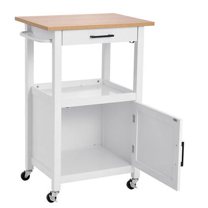 Mobile Kitchen Island Cart with Storage, Drawer, and Towel Rack