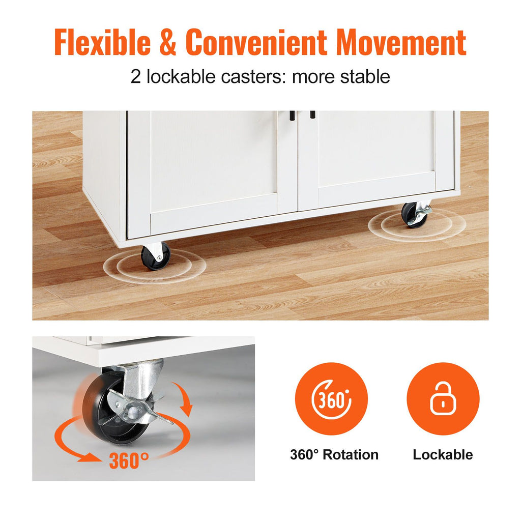 Mobile Kitchen Island with Drop Leaf and Storage Cabinet