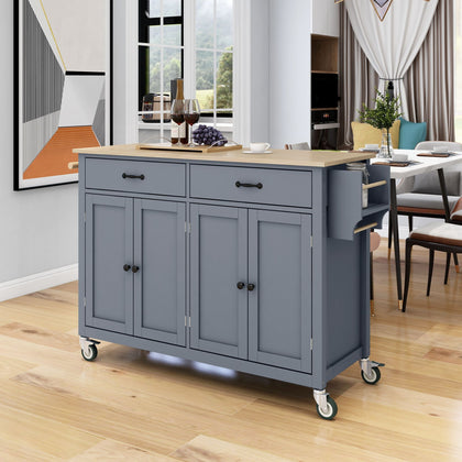 Kitchen Island Cart with Solid Wood Top, Locking Wheels, and Abundant Storage