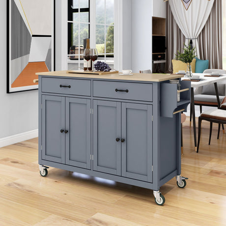 Kitchen Island Cart with Solid Wood Top, Locking Wheels, and Abundant Storage