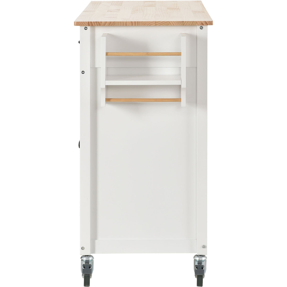 Large Kitchen Cart with 4-Door Cabinet, Drawers, and Spice Rack