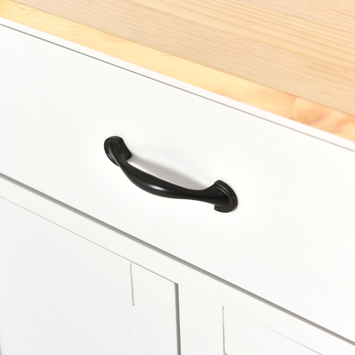 Large Kitchen Cart with 4-Door Cabinet, Drawers, and Spice Rack